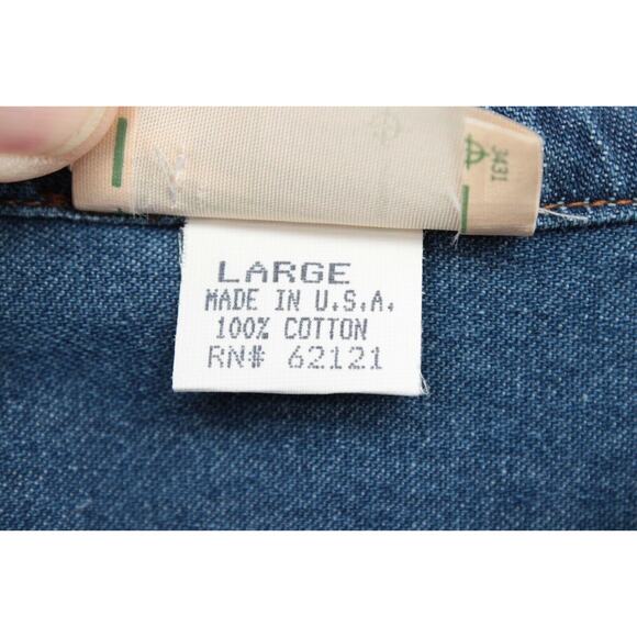 VTG Bonnie Strauss Blue Top womens Large High Low Y2K Hip Hop Long Sleeve Snap - Picture 6 of 7